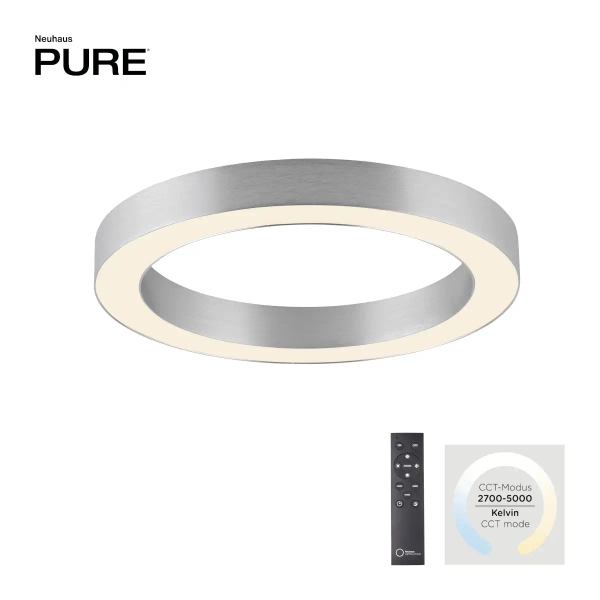 Plafon sterowany pilotem PURE-LINES srebrny 6310-95 1xLED 21W 2200-5500K owalny