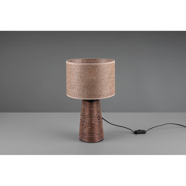 Stołowa lampka boho IGNARA DL026-50972 ratanowa brązowy beżowy