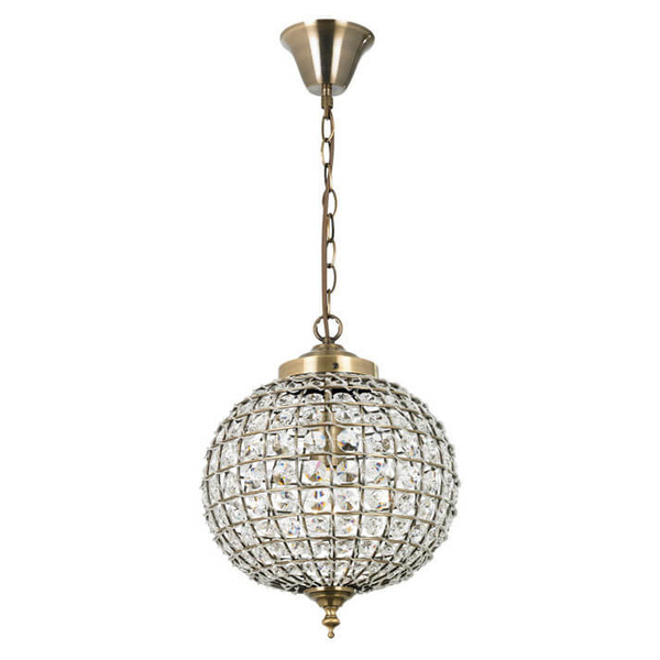 Wisząca lampa glamour Tanaro EH-TANARO-AB Endon kryształowa mosiądz