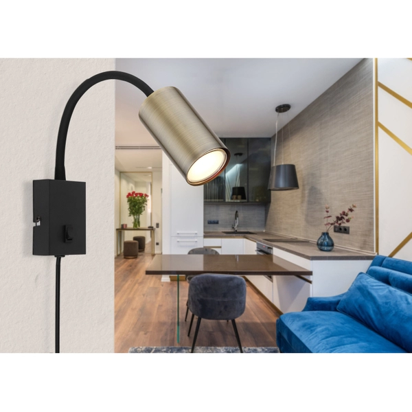 Kinkiet kierunkowy Robby 57911WM flex czarna mosiądz