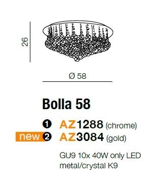 Glamour lampa sufitowa Bolla do przedpokoju crystal złota