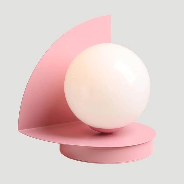 Lampka na szafkę nocna Una 1125B18 Aldex szkło metal kulista stołowa różowa