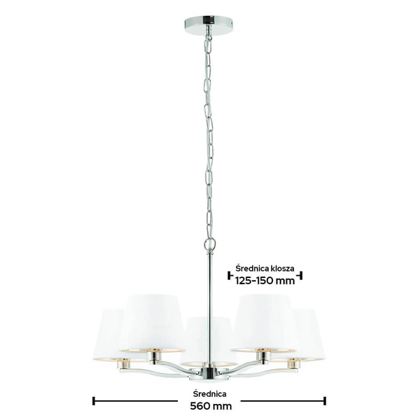 Wisząca lampa Harvey 73021 Endon na łańcuchu biała nikiel