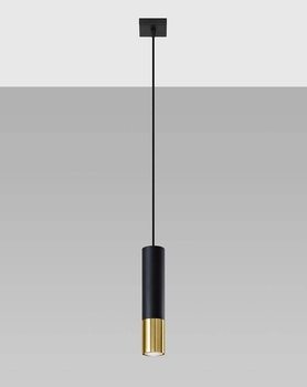 Loftowa LAMPA wisząca SL.0952 metalowa OPRAWA modernistyczny ZWIS tuba czarna złota