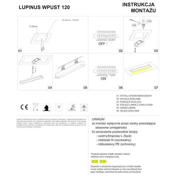 Wpust liniowy podłużny Lupinus 2120015103-1 Elkim LED 48W 3000K czarny