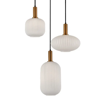 Potrójna wisząca lampa Della PND-31982-3-GD szklana złota biała