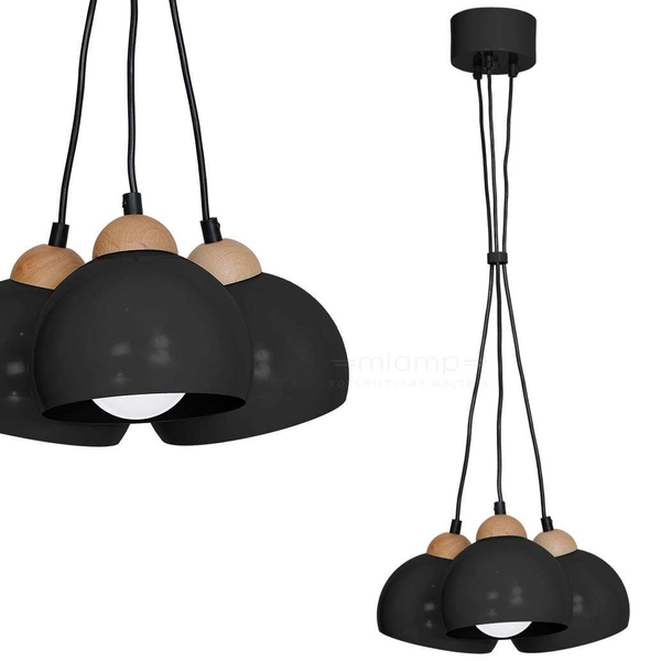 Skandynawska LAMPA wisząca DAMA MLP6580 Milagro kopuły OPRAWA zwis hygge czarny drewno