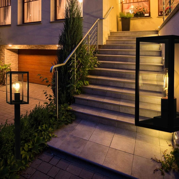 Słupek LAMPA ogrodowa MALMO 309198 Polux zewnętrzna OPRAWA stojąca klatka outdoor IP44 grafitowa przezroczysta