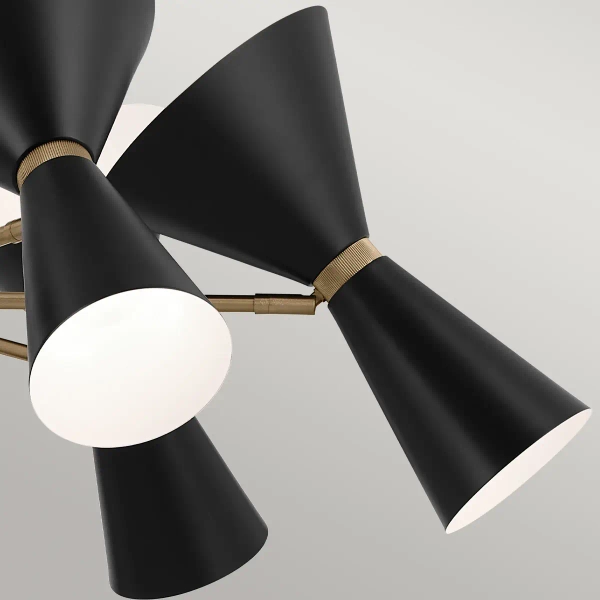 Wielopunktowy żyrandol Phix KL-PHIX-6-CBB na korytarz metalowy czarny