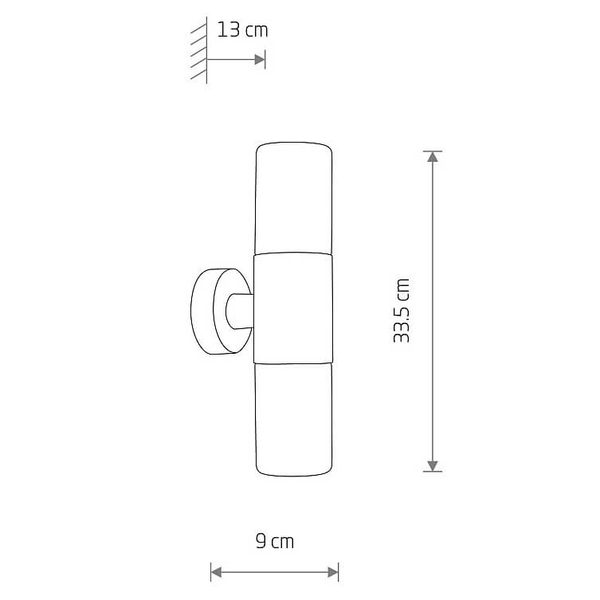 Przyścienna lampa zewnętrzna IDA 11372 IP44 tuba czarny przydymiony