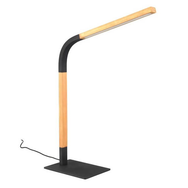 Drewniana lampka gabinetowa Norris 545210132 LED 7W 3000K brązowa czarna