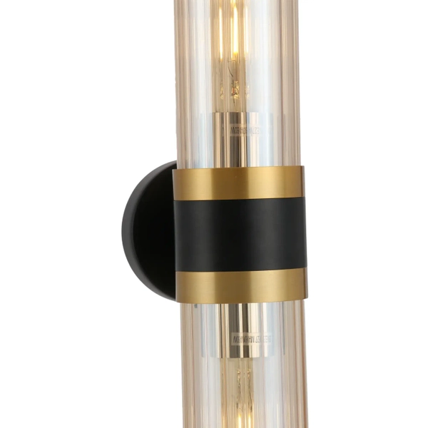 Kinkiet góra-dół Malika WL0123-2 tuba szklana złoty czarny miodowy