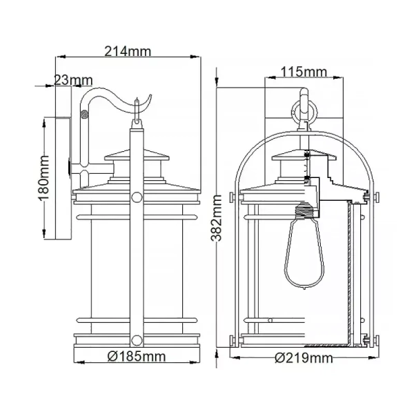 Naścienny kinkiet na taras BOOKER QN-BOOKER-M-IA IP44 przezroczysty srebrny