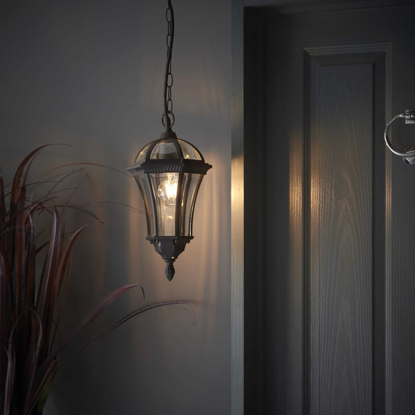 Lampa wisząca latarnia Drayton YG-3503 Endon IP44 przezroczysty czarny