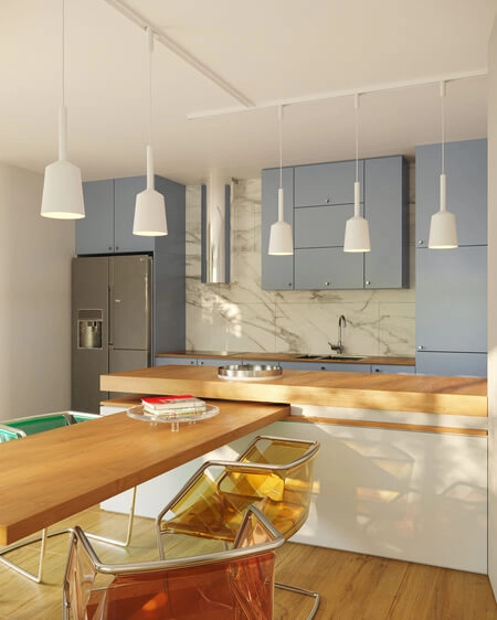 Trójfazowa lampa wisząca do systemu szynowego Tulipe S0017 nad wyspę biała