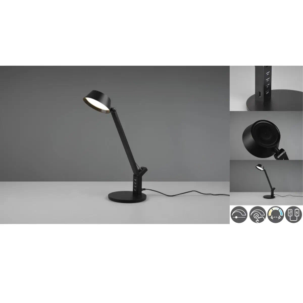 Stołowa lampa AVA 523090132 czarna 1xLED 5W 3000-6300K z regulacją