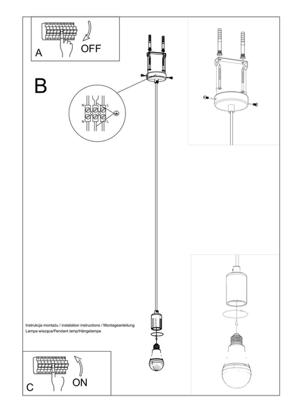 LAMPA wisząca SL.0152 OPRAWKA kabel przewód zwis czarny