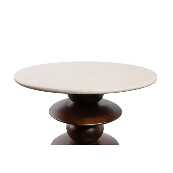 Ława kawowa RONDA MM001501100406 brązowa beżowa drewno marmur 50cm