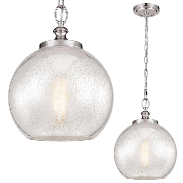 Loftowa LAMPA wisząca Tabby FE-TABBY-P-M Elstead FEISS szklana OPRAWA industrialna ZWIS na łańcuchu kula ball szczotkowana stal
