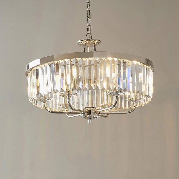 Żyrandol glamour L&-190263 Light& szklane kryształki nikiel