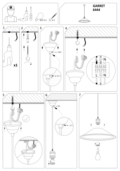 Metalowa lampa wisząca Garret 6444 retro dysk metalowy czarny