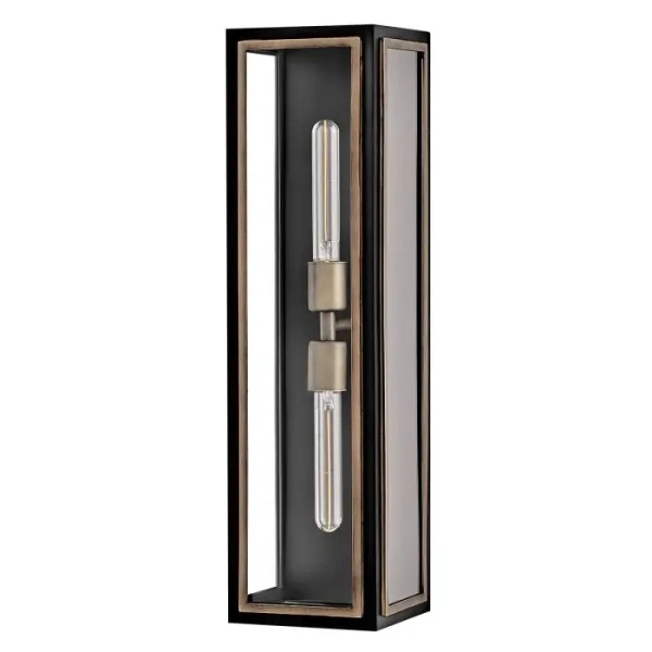 Ogrodowa lampa ścienna Shaw QN-SHAW-2M-BK prostokąt IP44 czarny brąz