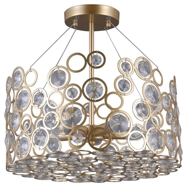 Plafon LAMPA sufitowa NARDO PNPL-33064-5-CH.G Italux metalowa OPRAWA okrągła z kryształami glamour złota szampańska