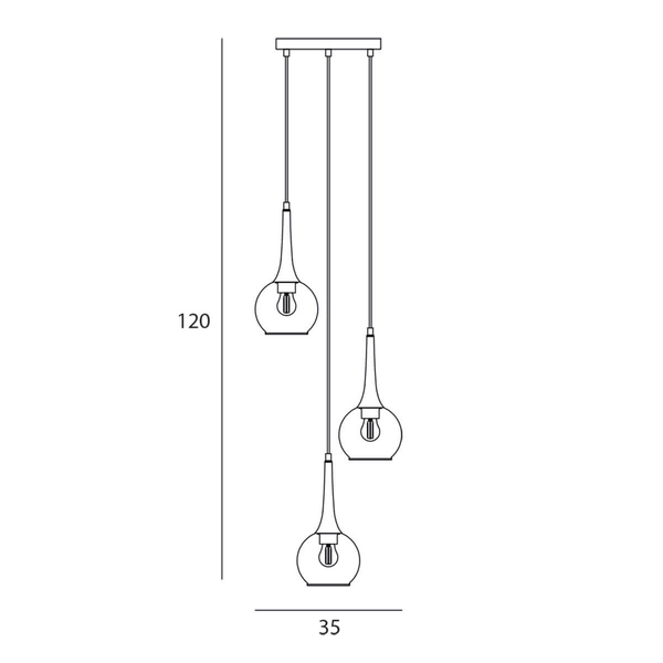 Zwisająca lampa kule Favera PND-42361-3A-BRO-AMB Italux bursztynowy brąz antyczny