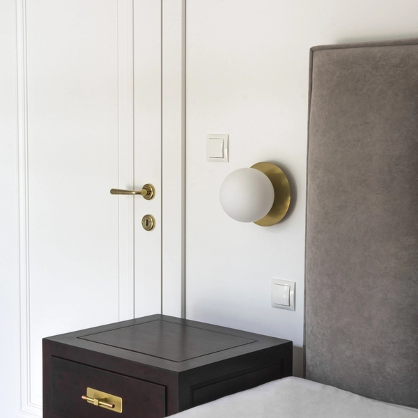 Ścienna LAMPA kula CAPE TOWN W01063BR Cosmolight kinkiet szklany do przedpokoju ball mosiądz