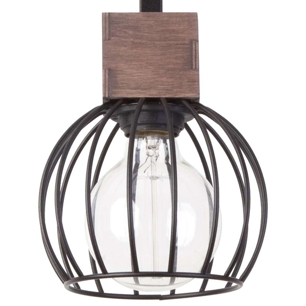 Plafon LAMPA sufitowa MILAN 31569 Sigma industrialna OPRAWA metalowa klatka druciana drewno brązowa