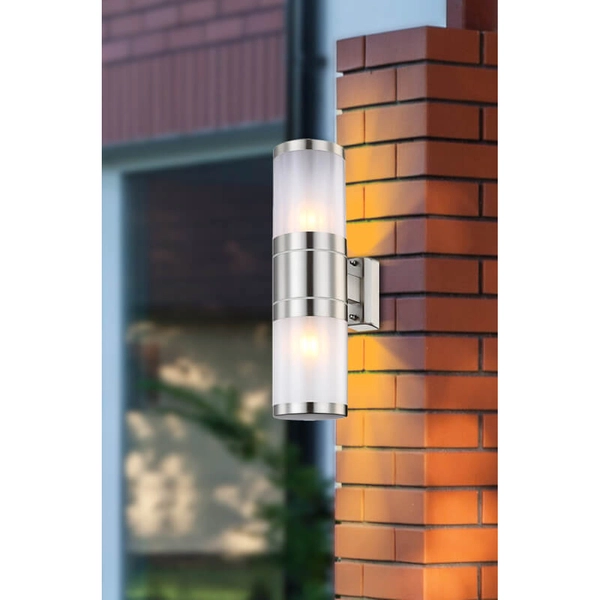 Zewnętrzna LAMPA ogrodowa XELOO 32014-2 Globo elewacyjna OPRAWA zewnętrzna tuba KINKIET outdoor IP44 srebrna