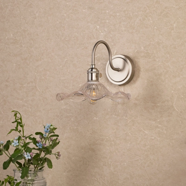 Szklana lampa na ścianę Hadano HAD0761-12 falowana chrom przezroczysty