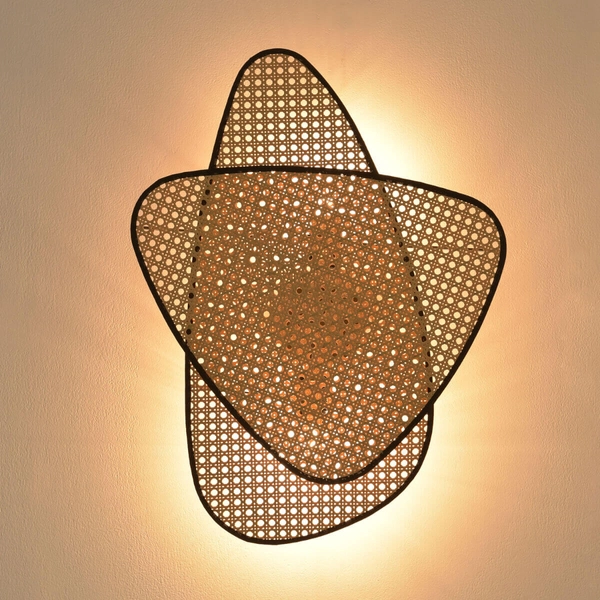 Podwójny kinkiet ścienny Natura ST-DN1350-2 Step ratan metal czarny beżowy