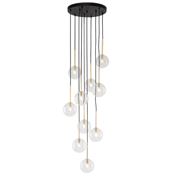 Lampa wisząca kaskadowa Nilos 5944 kule do kuchni przezroczysta złota
