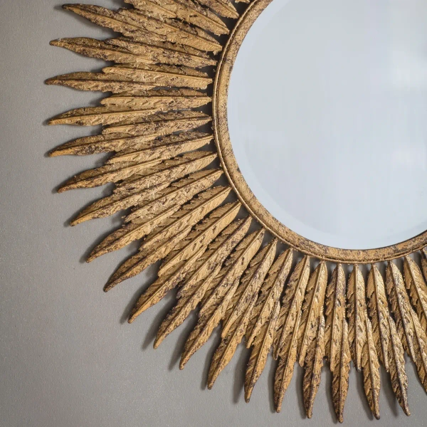 Metalowe lustro pióra Quill 5055999238014 do sypialni złote