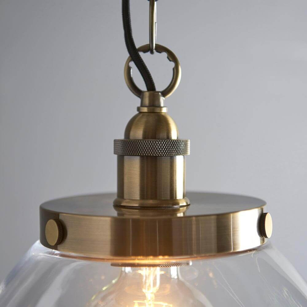 Wisząca lampa nad stół Hansen Grand 102926 szklana mosiądz przezroczysta