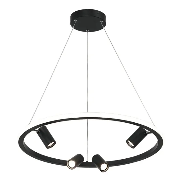 Lampa ring z reflektorami wisząca 22012 LED 47W 3000K do salonu czarny