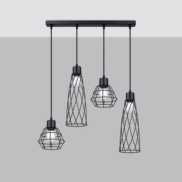 Wisząca lampa do jadalni Suba SL.1167 koszyk cage czarna