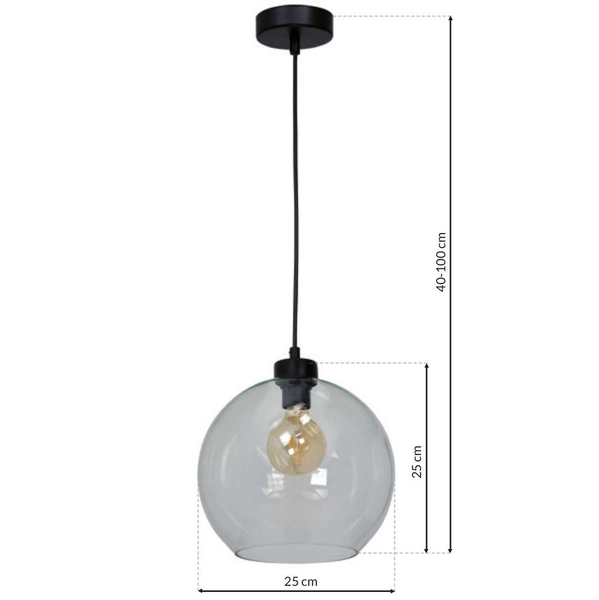 LAMPA wisząca SOFIA MLP6576 Milagro industrialna OPRAWA szklany ZWIS kula ball przezroczysta