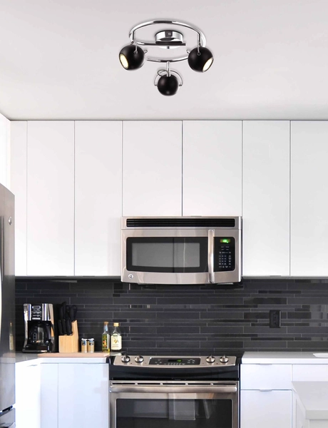 Lampa sufitowa Salva K-8002/3G BK ze spotami czarna chrom