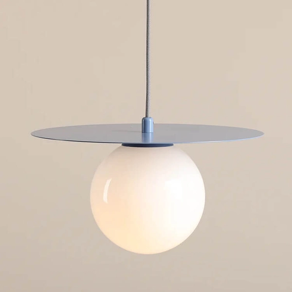 Szklana lampa wisząca Loop 1125G16_S Aldex kula ball biała niebieska
