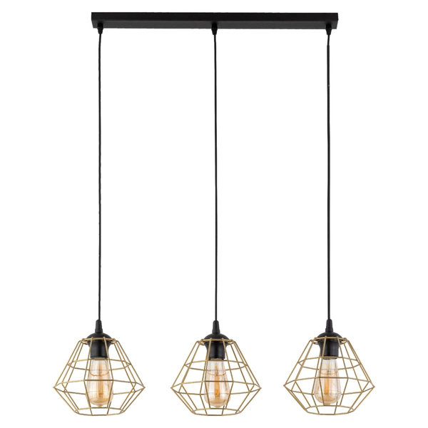 Potrójna lampa wisząca klatkowa Diamond 4642 TK Lighting metalowa złota