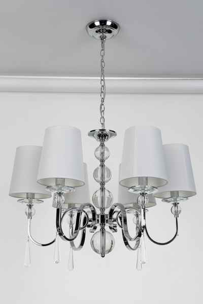 Wisząca lampa glamour do salonu CHARLOTTE P0109 metal tkanina chrom