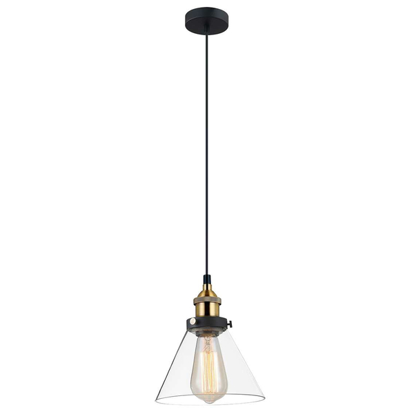 Industrialna LAMPA wisząca GETAN MDM-2564/1 Italux szklana OPRAWA stożek ZWIS okrągły conrad francis przezroczysty