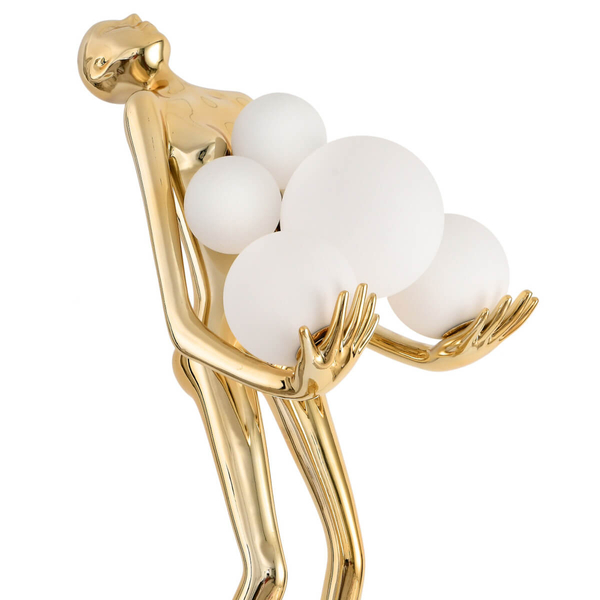 Dekoracyjna lampa podłogowa WOMAN F9312 gold designerska kula złoty biały