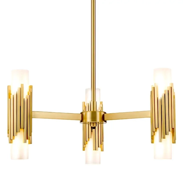 Wisząca lampa do salonu Marvele MARVELE6-AB-OPAL tubki mosiądz