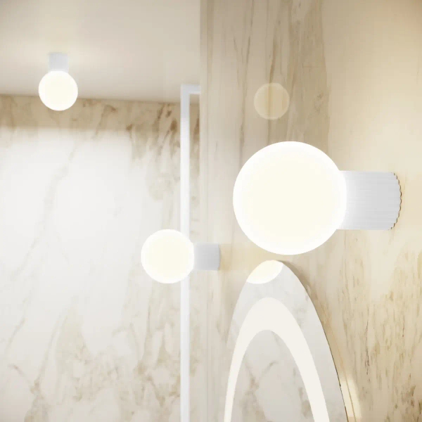 Lampa ścienna do łazienki HALO SL.1707 kula IP44 szklana biała