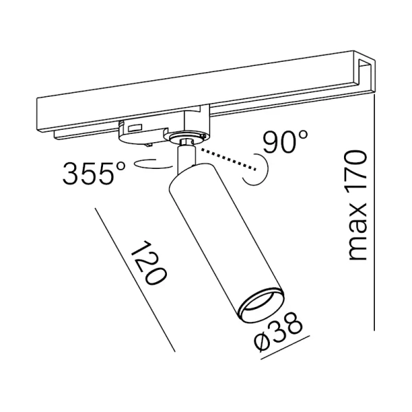 Regulowana lampa trójfazowa do szyn ON/OFF PET next czarna LED 4,5W 3000K tuba 16358-M930-WB-00-12