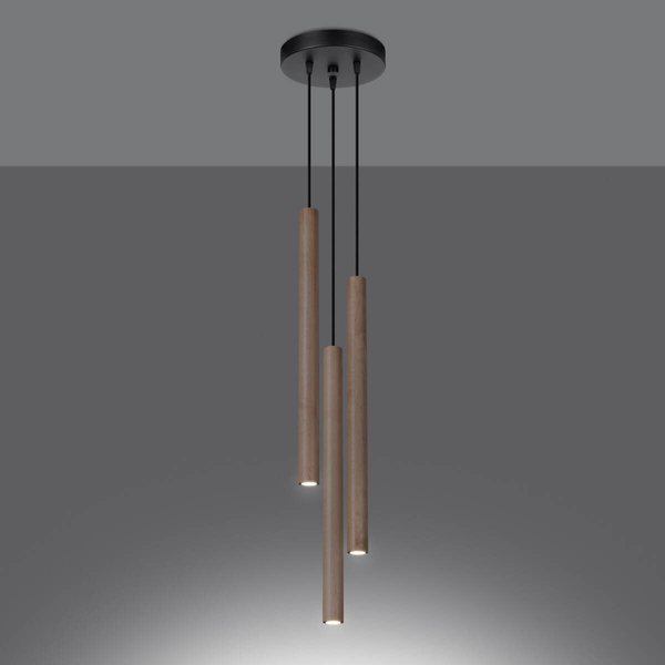 Potrójna wisząca lampa Pastelo SL.1268 tubka drewniana czarna