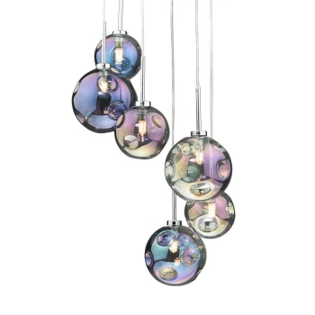 Nowoczesny żyrandol do salonu Mira MIR0655 iryzowane szkło chrom